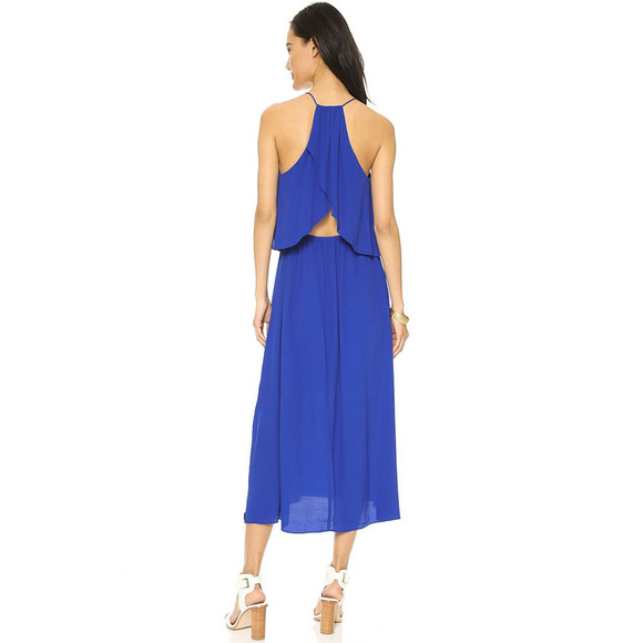 Madewell Open Back Halter Neck Maxi Dress Blue - Picture 1 of 9
